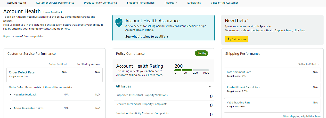 account-health-amazon-dashboard